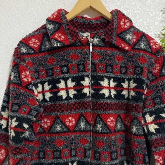 Essentials Style Fleece Zip Up Jacket Size Medium - Picture 2 of 8